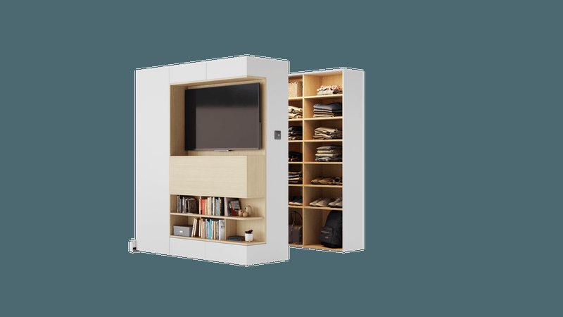 Rendu — meuble transformable téléviseur et rangement